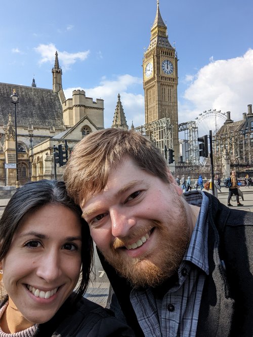 David and Audrey in front of Big Ben, London